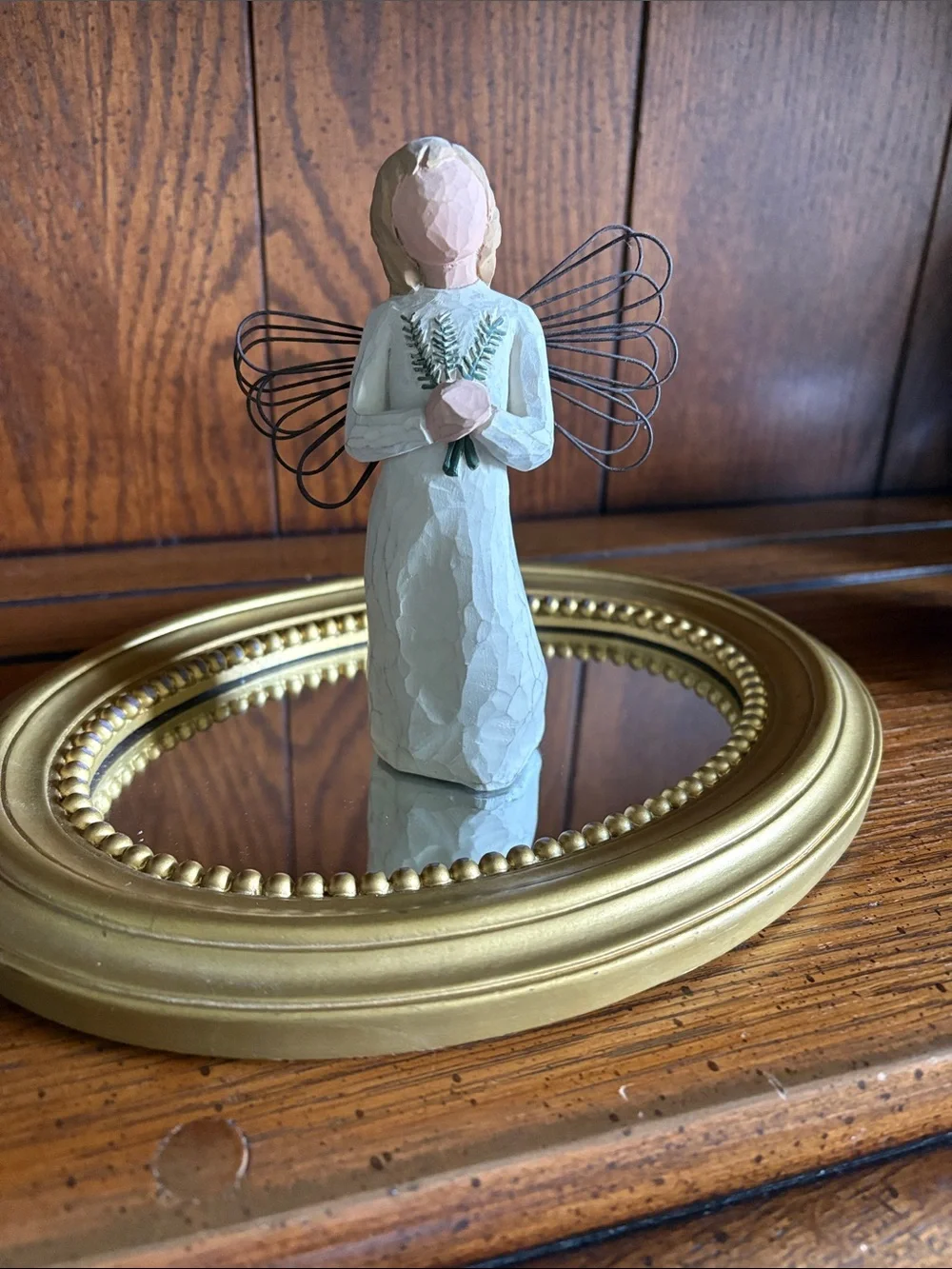 Willow Tree Angel Figurine in Ivory and Gold Tones, Angel of Remembrance